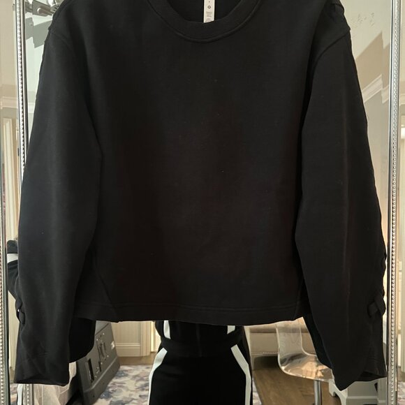 Lululemon Braided Sleeve Pullover Sweatshirt Crew Neck Athleisure Black 6 - Picture 5 of 9